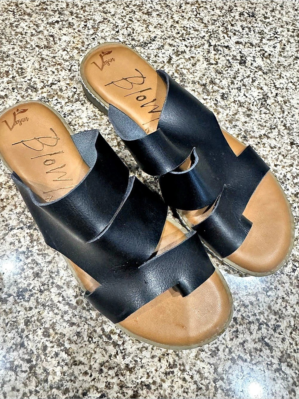 Blowfish Women's Black Leather-Look Sandals
